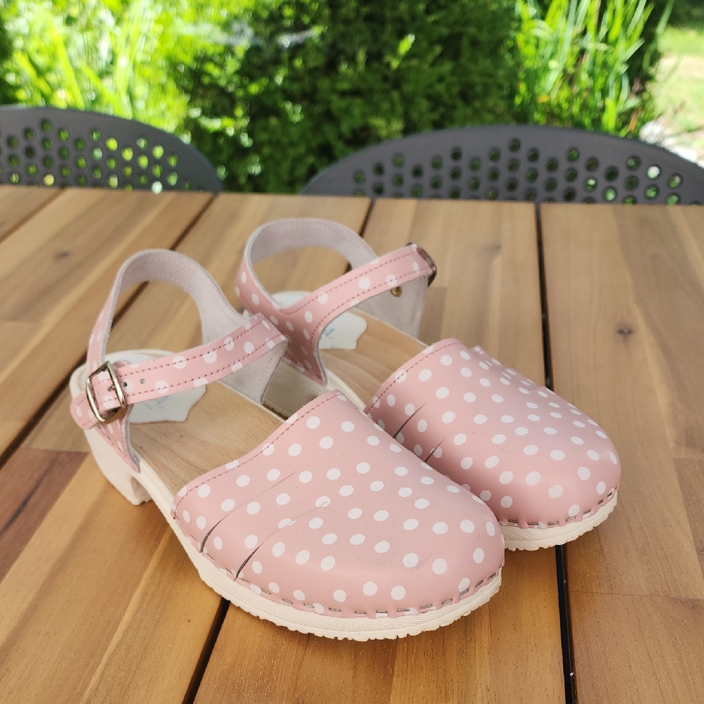 VERKA Women's Professional Comfort Clogs from Sweden -Pink Polka Dots size 9-9.5
